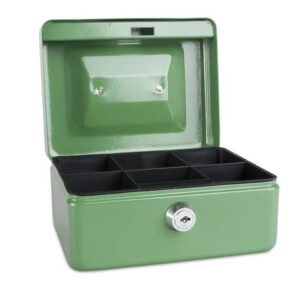 Lockable metal money box 152x80x115 mm Donau green