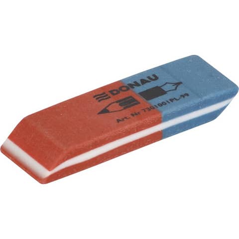 Gomma rosso/blu per matita e inchiostro Donau 57x19x8 mm