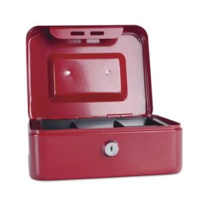 Lockable metal money box 200x90x160 mm Donau red
