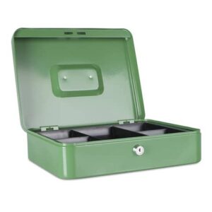 Lockable metal money box 300x90x240 mm Donau green