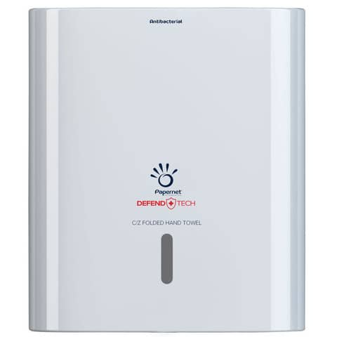 Dispenser antibatterico con adattatore Papernet Defend Tech per asciugamani