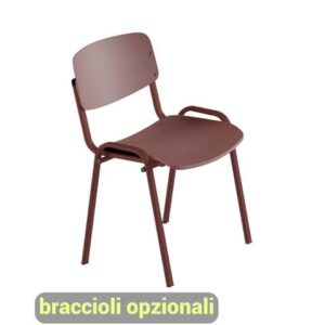 Sedia visitatore in PPL 4 gambe Milk Unisit bordeaux