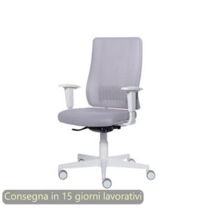 Poltrona semi-direzionale Liberty Syncro Seditaly scocca bianca tessuto ignifugo