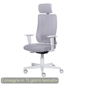 Poltrona semi-direzionale Liberty Syncro Seditaly scocca bianca tessuto ignifugo