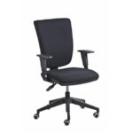 Poltrona semi-direzionale Comfort Seditaly tessuto ignifugo nero braccioli