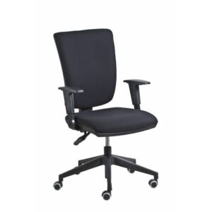 Poltrona semi-direzionale Comfort Seditaly tessuto ignifugo nero braccioli