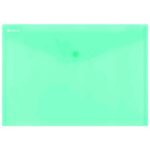 Buste con bottone in PPL ecologico Donau formato A4  verde -