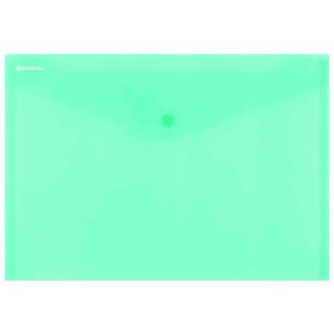 Buste con bottone in PPL ecologico Donau formato A4  verde -