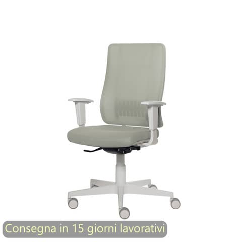 Poltrona semi-direzionale Liberty Syncro Seditaly scocca bianca tessuto ignifugo