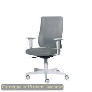 Poltrona semi-direzionale Liberty Syncro Seditaly scocca bianca tessuto ignifugo