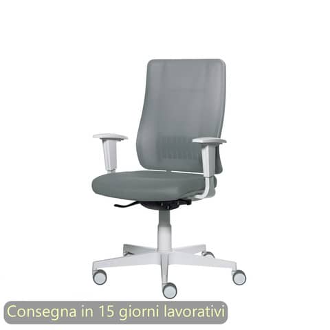 Poltrona semi-direzionale Liberty Syncro Seditaly scocca bianca tessuto ignifugo