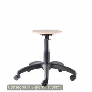 Seduta tecnica Work Wood 40 tondello in faggio e base in nylon Seditaly bassa