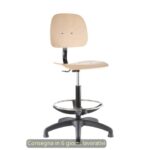 Sgabello tecnico Labor Wood 60 in legno di faggio verniciato naturale Seditaly