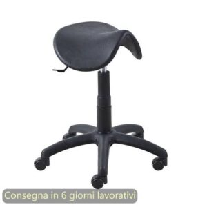 Sgabello tecnico a sella Mount 50 in PU integrale e lavabile nero Seditaly medio