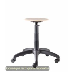 Sgabello tecnico Work Wood 50 tondello in faggio e base in nylon Seditaly medio