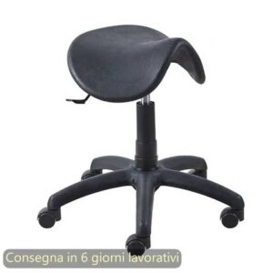 Seduta tecnica a sella Mount 40 in PU integrale e lavabile nero Seditaly bassa