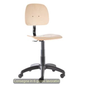 Sgabello tecnico Labor Wood 50 in legno di faggio verniciato naturale Seditaly