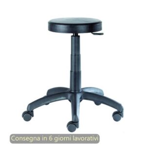 Sgabello tecnico Work 50 tondello in PU flessibile e lavabile nero Seditaly