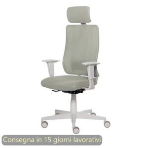 Poltrona semi-direzionale Liberty Syncro Seditaly scocca bianca tessuto ignifugo