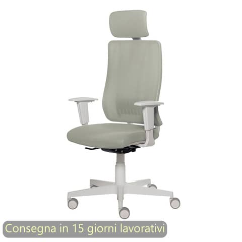 Poltrona semi-direzionale Liberty Syncro Seditaly scocca bianca tessuto ignifugo