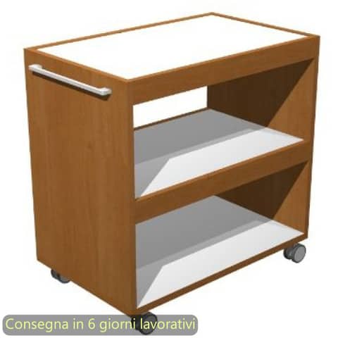 Carrello su ruote a 3 ripiani angolo Ristoro 70x43,8xH.73 cm Artexport noce