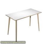 Tavolo alto Woody 160x80xH.105 cm con gambe rovere Artexport piano bianco