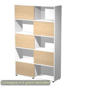 Libreria alta Tetris 5 ripiani con ante scorrevoli 120x35xH.190,6 cm Artexport