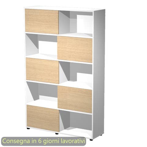 Libreria alta Tetris 5 ripiani con ante scorrevoli 120x35xH.190,6 cm Artexport