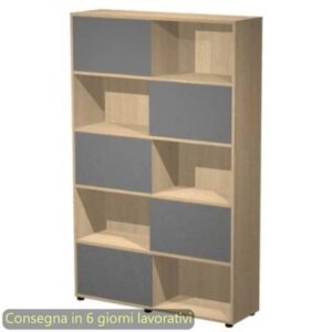 Libreria alta 120x35xH.190,6 cm con 5 ante scorrevoli struttura rovere Blade