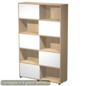 Libreria alta Tetris 5 ripiani con ante scorrevoli 120x35xH.190,6 cm Artexport
