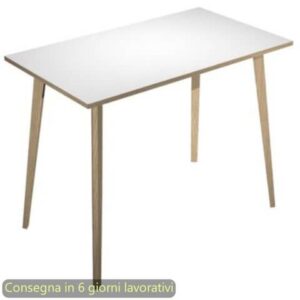 Tavolo alto Woody 140x80xH.105 cm con gambe rovere Artexport piano bianco