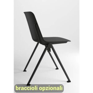 Sedia visitatore in PPL 4 gambe Plus Unisit nero