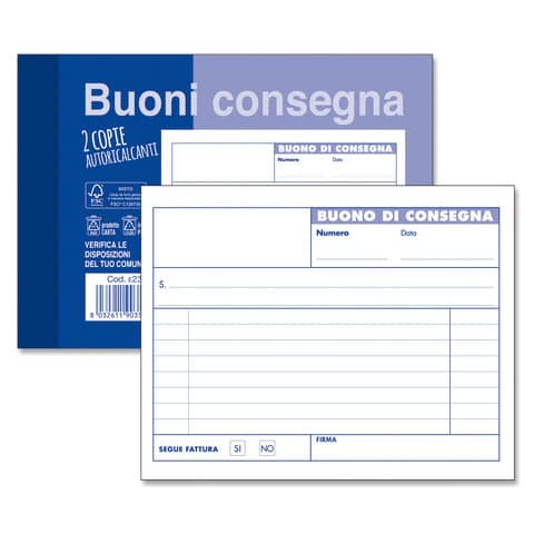 Blocco buoni di consegna O.C.L. 50x2 copie autoricalcanti - 15x10 cm