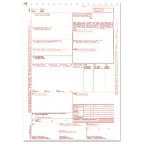 International Consignment Note (CMR) 5 copies O.C.L. snap out - 21.6x31 cm
