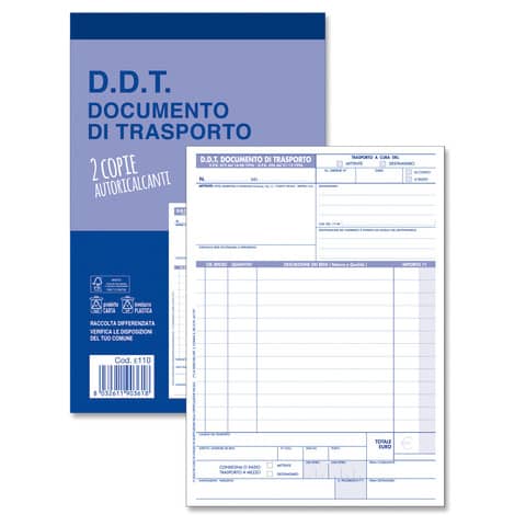Blocco O.C.L. DDT mittente - destinatario 50x2 copie  14x21 cm