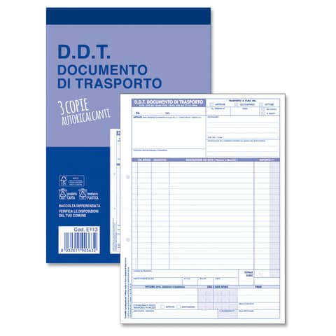 Blocco O.C.L. DDT mittente - destinatario - vettore 33x3 copie -