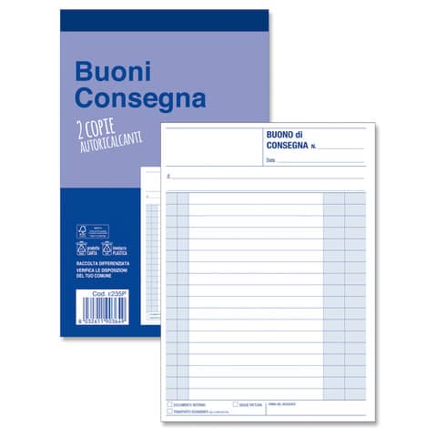 Blocco buoni di consegna O.C.L. 50x2 copie autoricalcanti - 15x20 cm