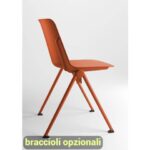 Sedia visitatore in PPL 4 gambe Plus Unisit rosso mattone