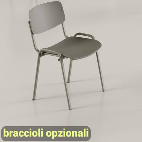 Sedia visitatore in PPL 4 gambe Milk Unisit grigio
