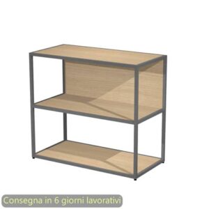 Libreria a giorno bassa 90x44xH.80 cm struttura metallo antracite Artexport