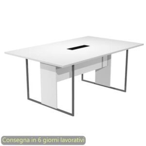 Tavolo riunioni con top access nero 180x110xH.74,4 cm strut. met. antracite