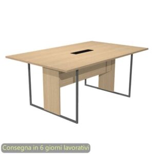 Tavolo riunioni con top access nero 180x110xH.74,4 cm strut. met. antracite