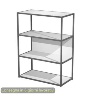 Libreria a giorno media 90x44xH.119 cm struttura metallo antracite Artexport