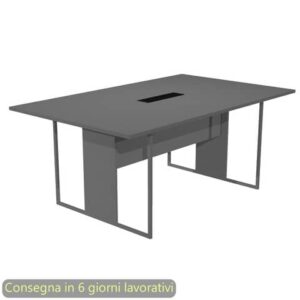 Tavolo riunioni con top access nero 180x110xH.74,4 cm strut. met. antracite