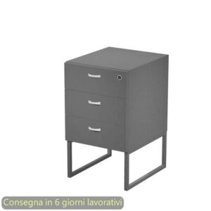 Cassettiera alta 3 cassetti supporto metallo antr. 41,5x50xH.72,2 cm montata