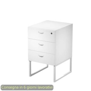 Cassettiera alta 3 cassetti supporto metallo bianco 41,5x50xH.72,2 cm montata