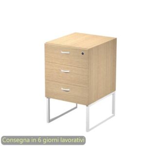 Cassettiera alta 3 cassetti supporto metallo bianco 41,5x50xH.72,2 cm montata