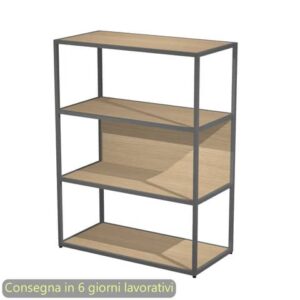 Libreria a giorno media 90x44xH.119 cm struttura metallo antracite Artexport