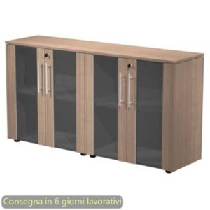 Coppia armadi bassi ante vetro-melamin. con serratura 162,8x43xH.81,4 cm Flora