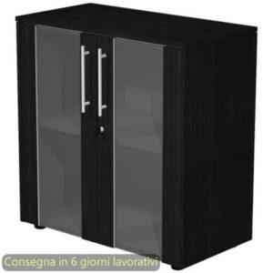 Armadio basso con ante vetro-melaminico con serratura 82,8x43xH.81,4 cm Flora